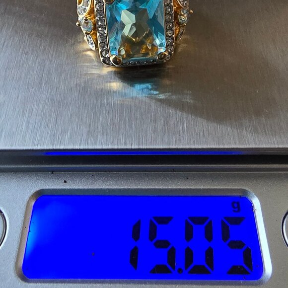 Pretty 18kt gold electroplated Blue Ring - Picture 7 of 7